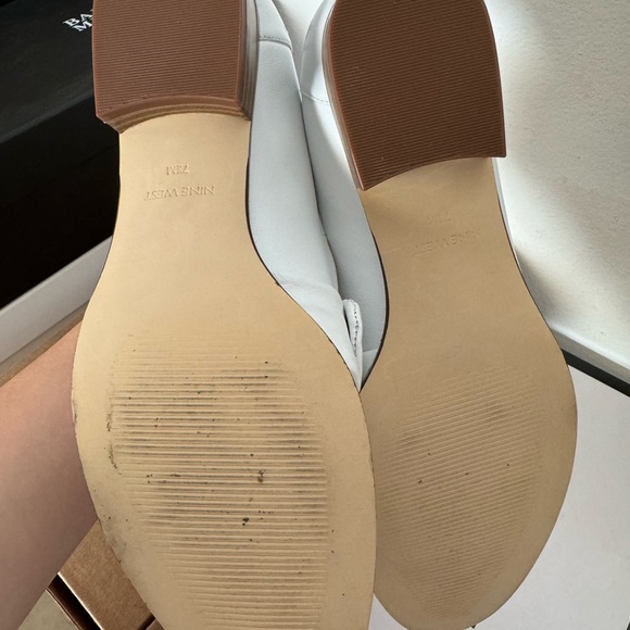 New NINE WEST White Leather Hadreao Loafers Bow
Academia Preppy Flat Block Heel - Picture 5 of 5